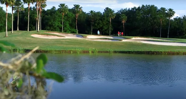 view of water feature with view of golf course