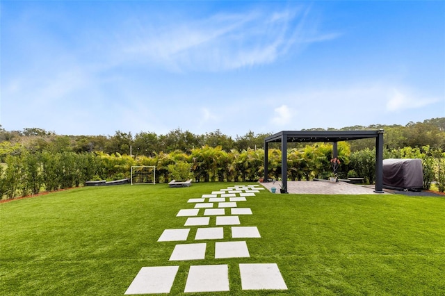 view of yard with a gazebo and a patio area