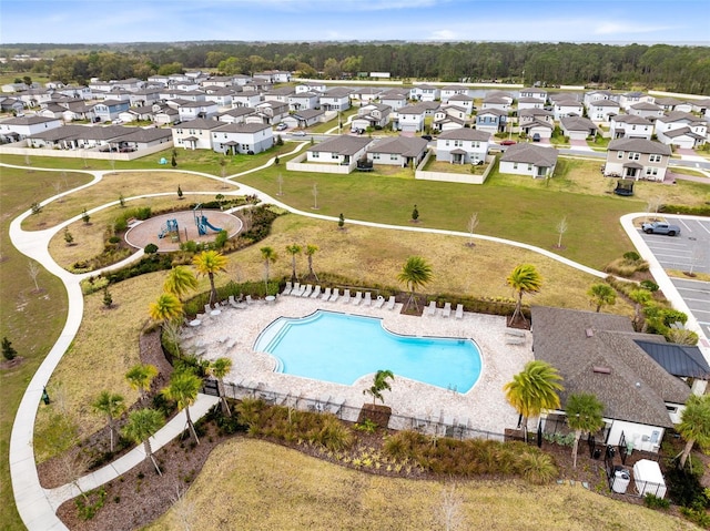 aerial view featuring a residential view