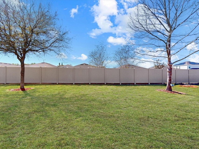 view of yard featuring a fenced backyard