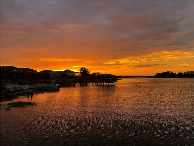 property view of water with a boat dock