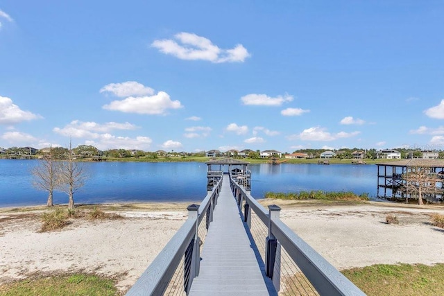 view of dock featuring a water view