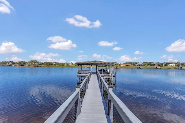 dock area featuring a water view