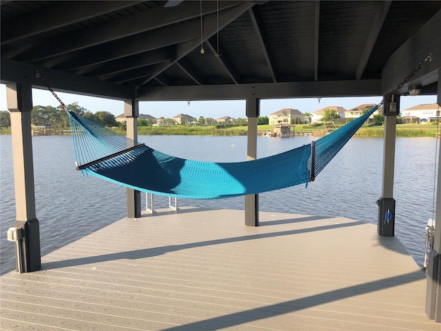 view of dock featuring a water view