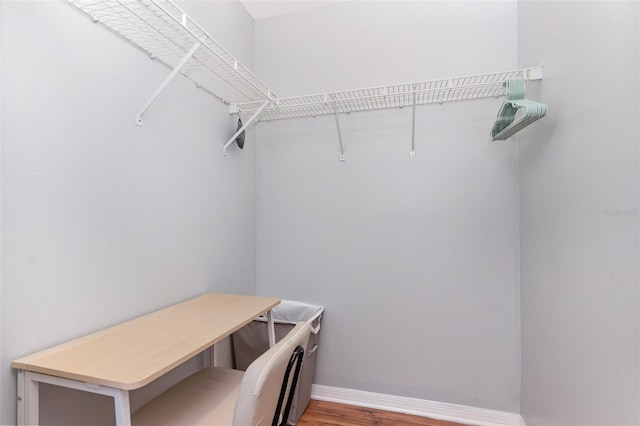 walk in closet featuring wood finished floors