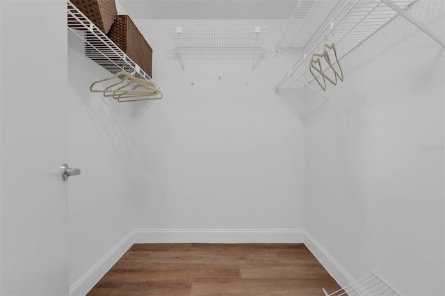 spacious closet with wood finished floors