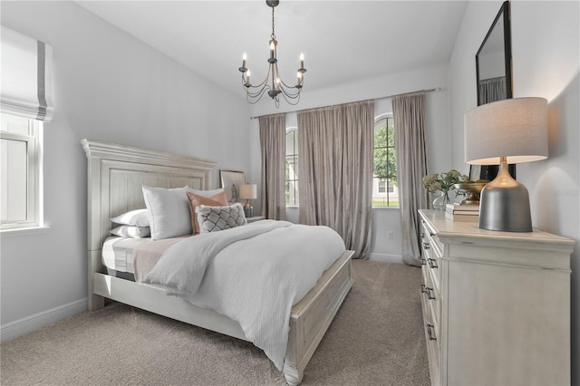 8025 Topsail Pl, Winter Garden, FL 34787 - bedroom featuring baseboards, a chandelier, and light carpet