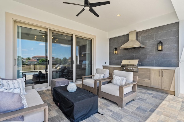 8025 Topsail Pl, Winter Garden, FL 34787 - view of patio / terrace featuring outdoor lounge area and a ceiling fan