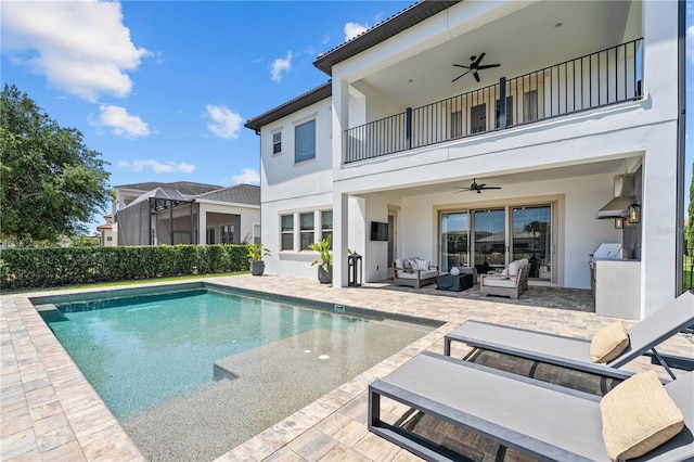 8025 Topsail Pl, Winter Garden, FL 34787 - view of swimming pool featuring an outdoor hangout area, ceiling fan, and a patio area
