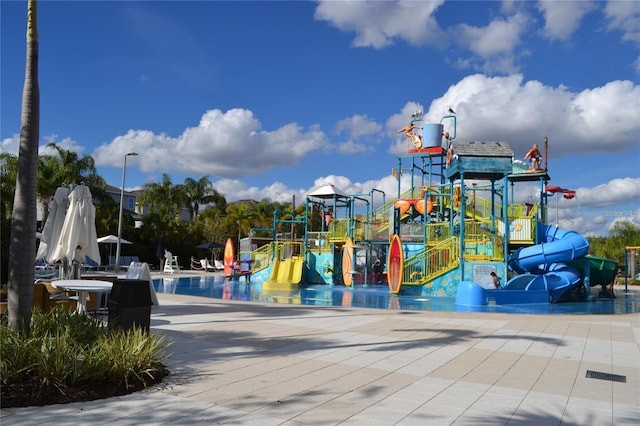 community play area featuring a water play area