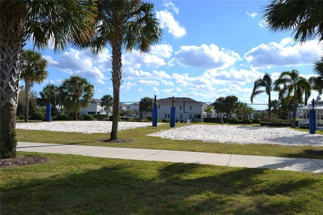 view of yard featuring volleyball court