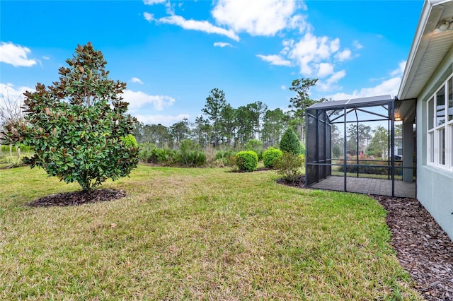 view of yard featuring a lanai