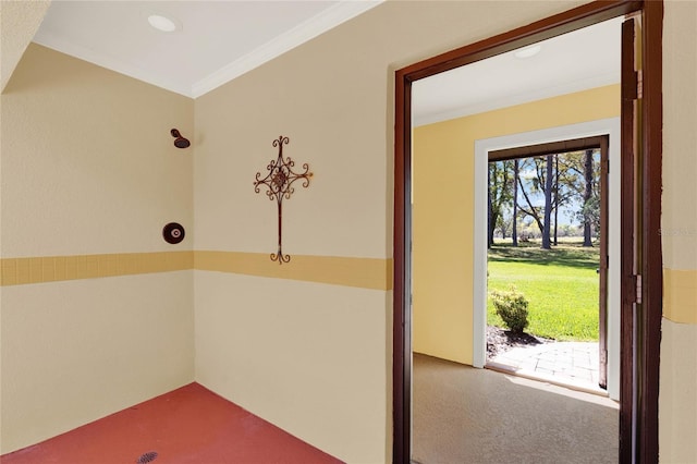 interior space featuring crown molding