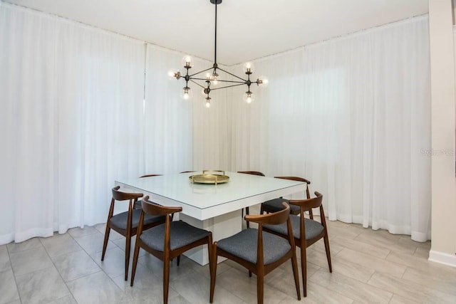 dining room featuring an inviting chandelier