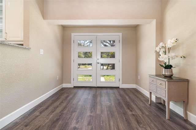 foyer with french doors, baseboards, and a wealth of natural light