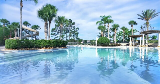 view of pool with a pergola