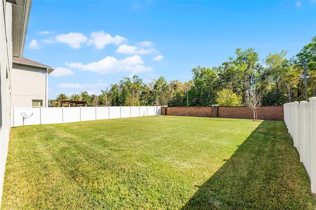 view of yard featuring a fenced backyard