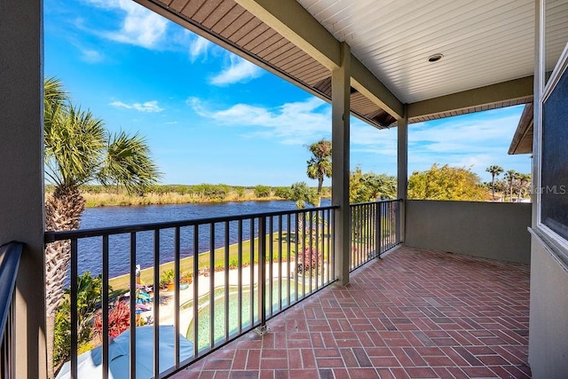 balcony with a water view