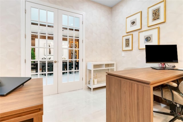 home office featuring french doors