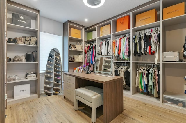 spacious closet with light wood-type flooring