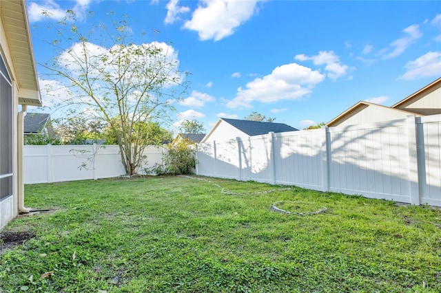 view of yard featuring a fenced backyard