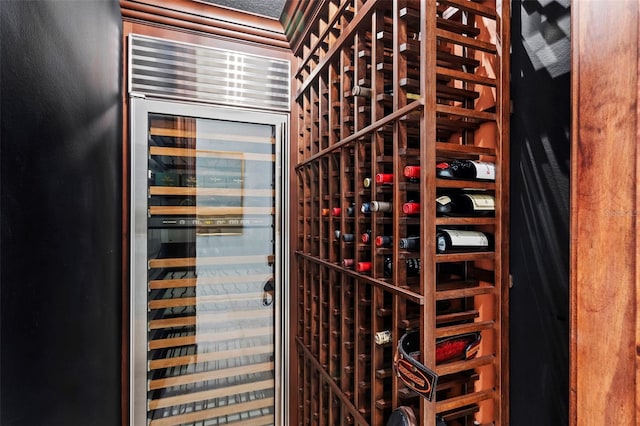 wine area with beverage cooler