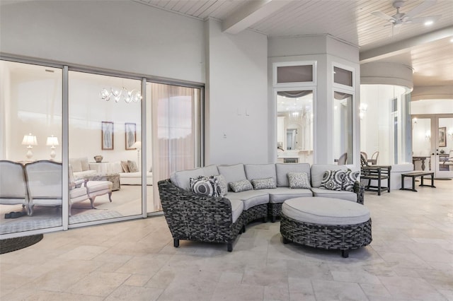 view of patio / terrace with an outdoor living space and ceiling fan