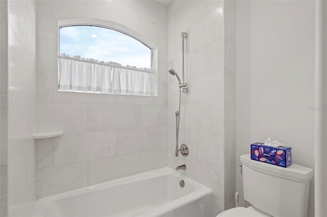 full bathroom with toilet and shower / bath combination