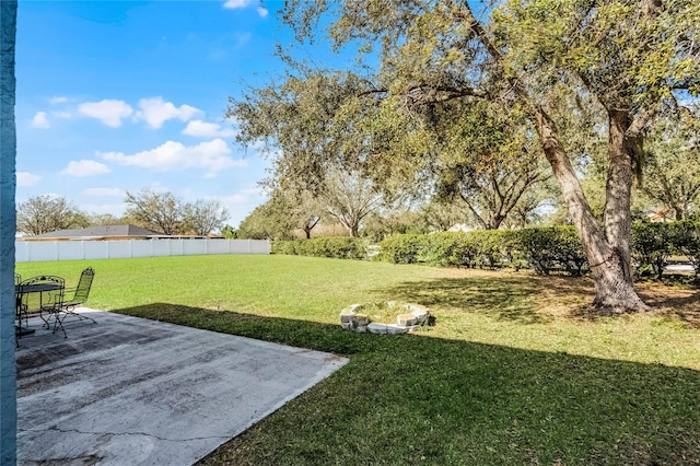 view of yard with a patio area and fence