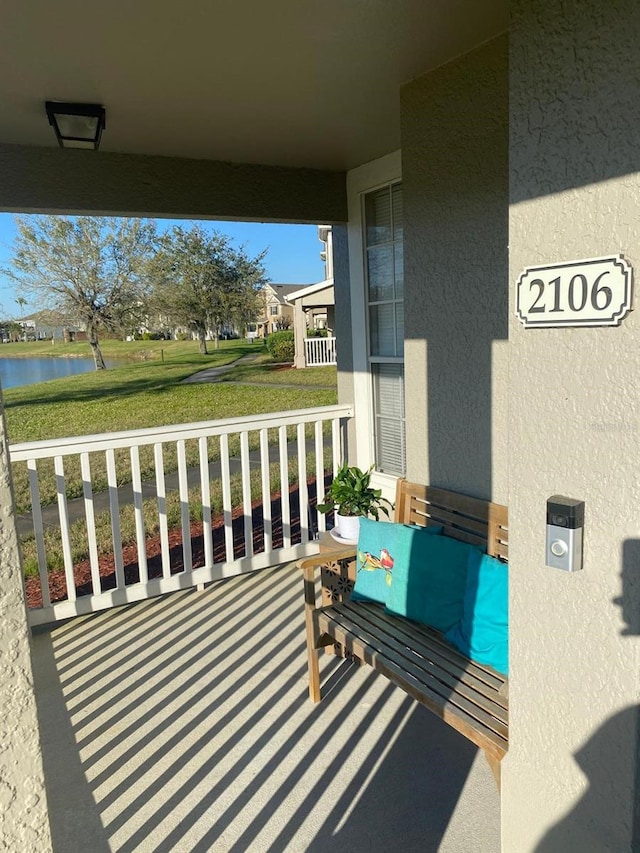balcony with a water view