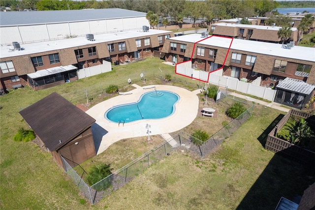 drone / aerial view featuring a residential view