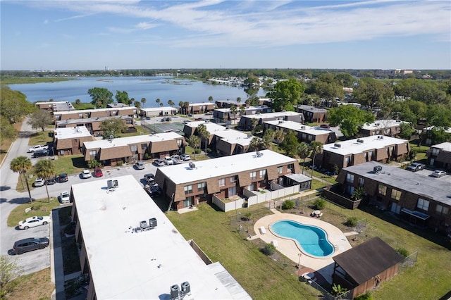 bird's eye view featuring a water view