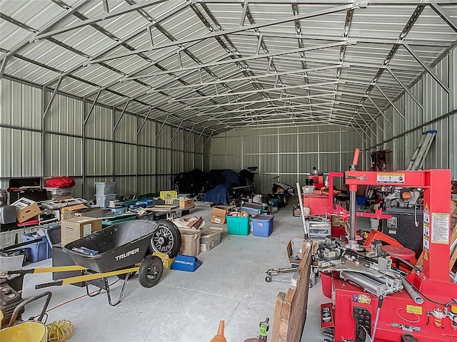 garage featuring metal wall