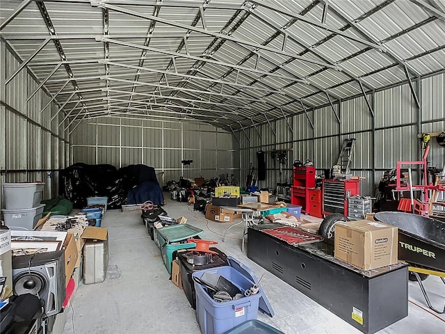 garage featuring metal wall