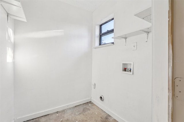 laundry room featuring laundry area, hookup for a washing machine, and baseboards