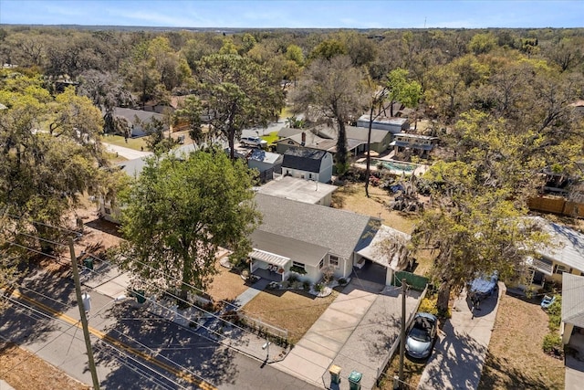 aerial view featuring a forest view