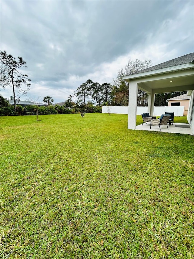 view of yard with a patio area