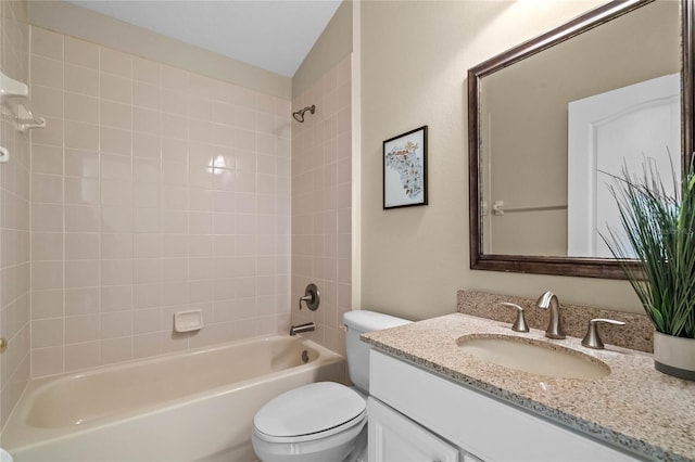 full bath with vanity, toilet, and bathing tub / shower combination