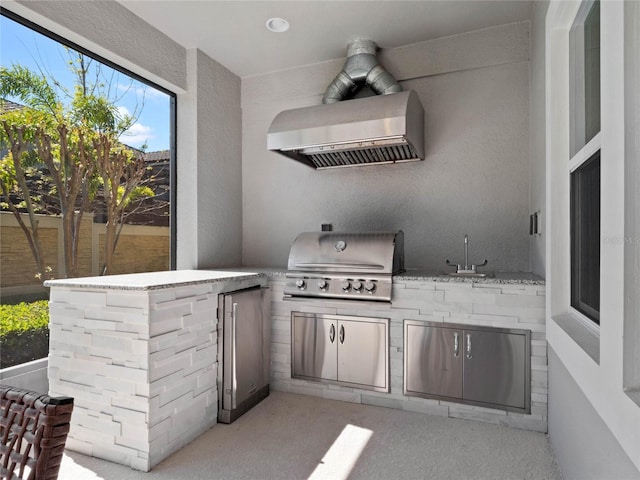 view of patio / terrace with a sink, grilling area, and area for grilling