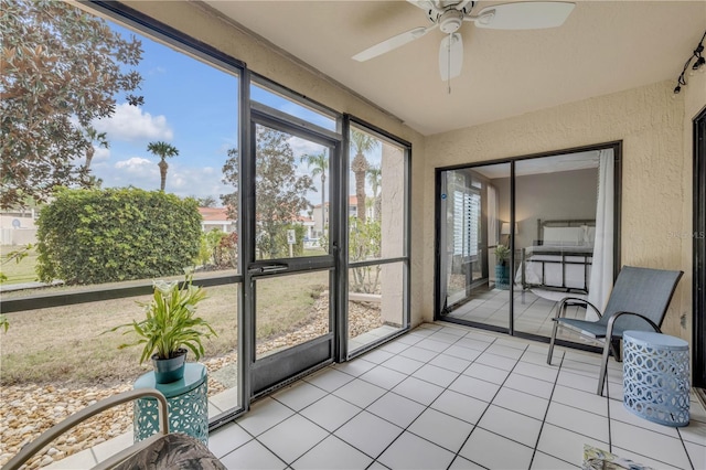 445 Bouchelle Dr Unit 104, New Smyrna Beach, FL 32169 - unfurnished sunroom with ceiling fan