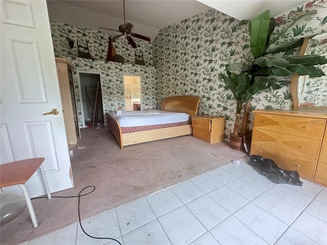 unfurnished bedroom featuring arched walkways, carpet, and wallpapered walls