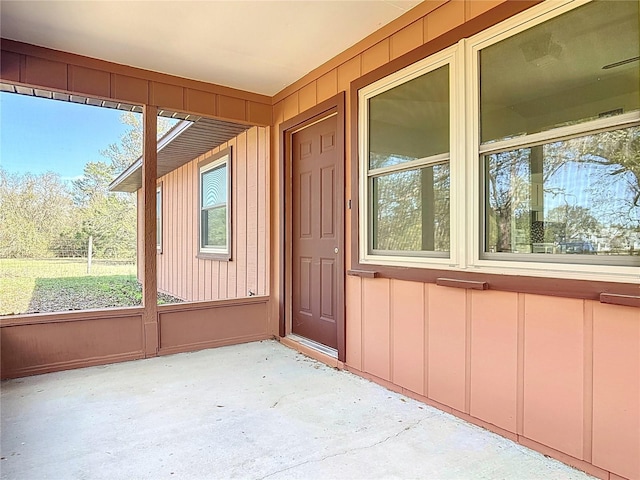 view of unfurnished sunroom