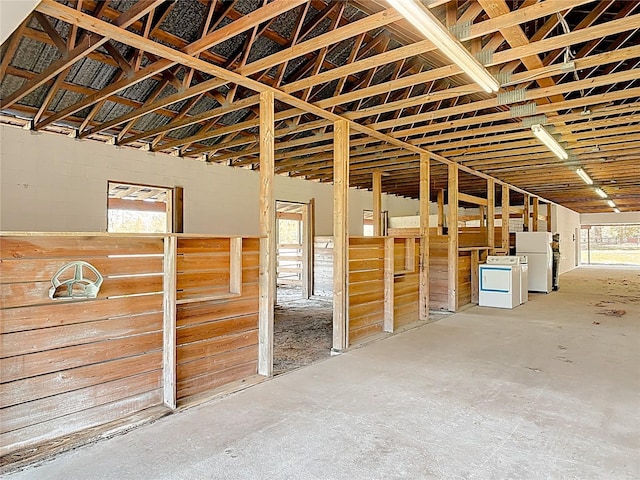 view of stable featuring washer / clothes dryer