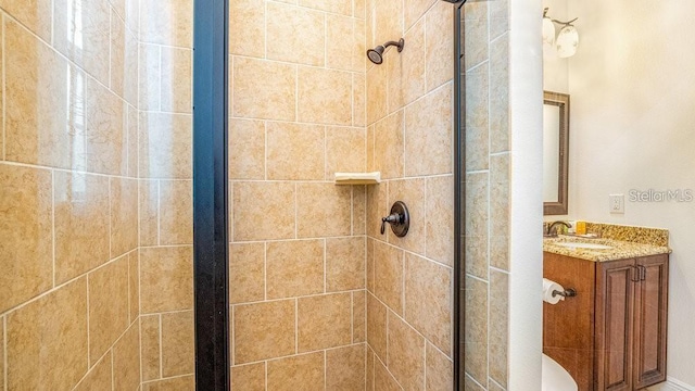 full bathroom featuring vanity and a stall shower