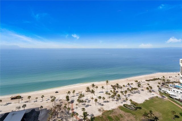 property view of water with a beach view