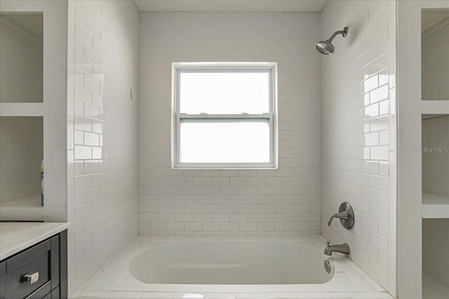 bathroom featuring shower / washtub combination and vanity