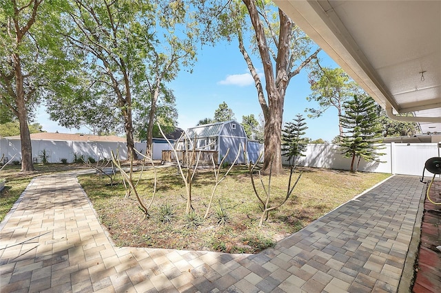 view of yard with a patio and a fenced backyard