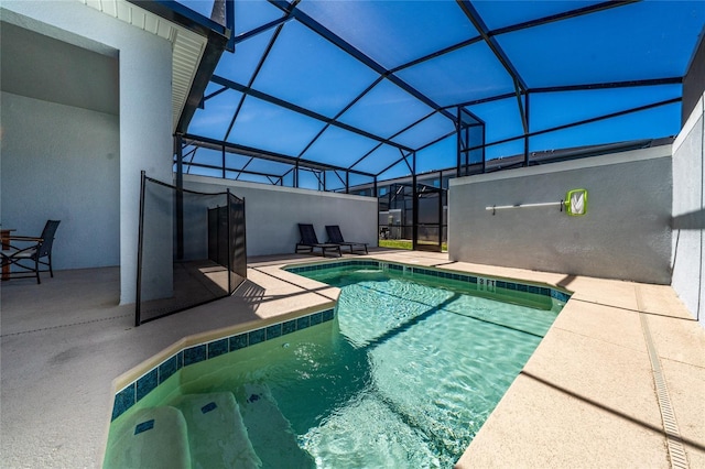 pool with a patio area and a lanai