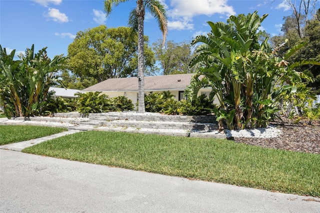 view of front of home featuring a front yard