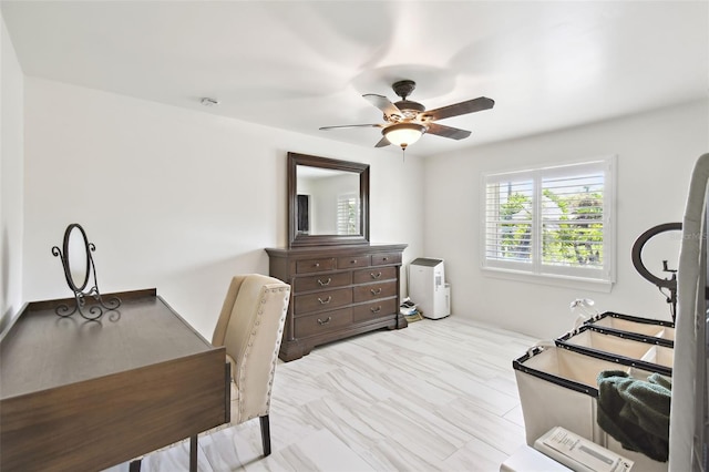 home office featuring a ceiling fan